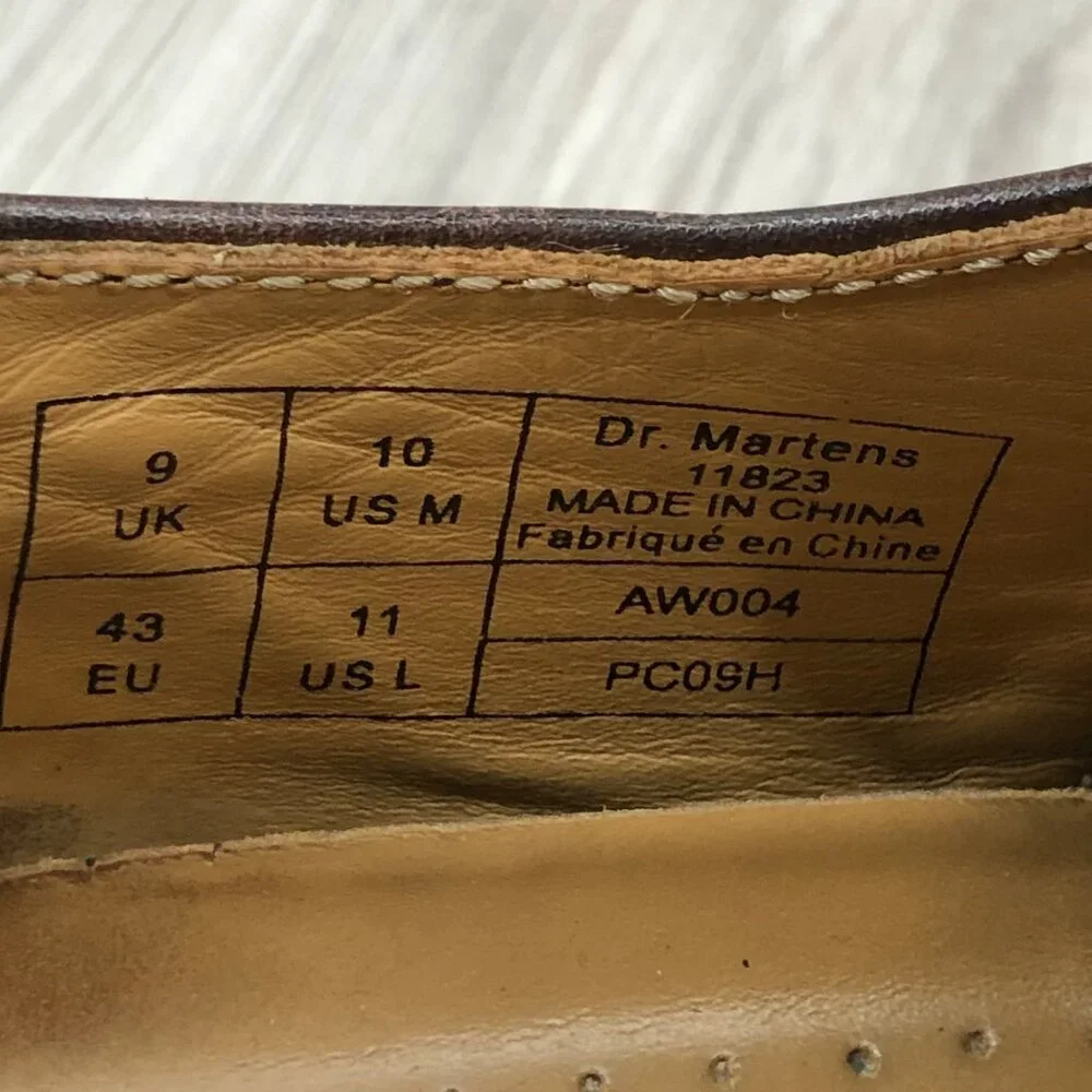 Dr Martens Shoes Mens 10 Brown Leather Lace Up Chunky Derby Oxfords